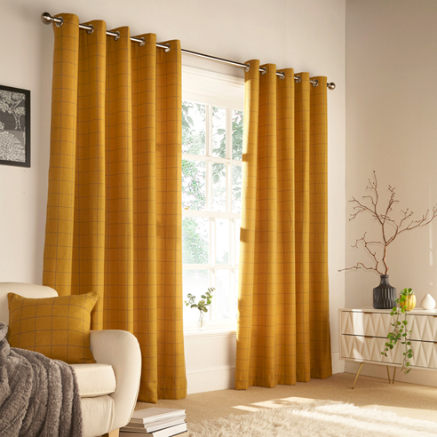 Ellis Eyelet, Ochre - Ready Made Curtains - Image 3
